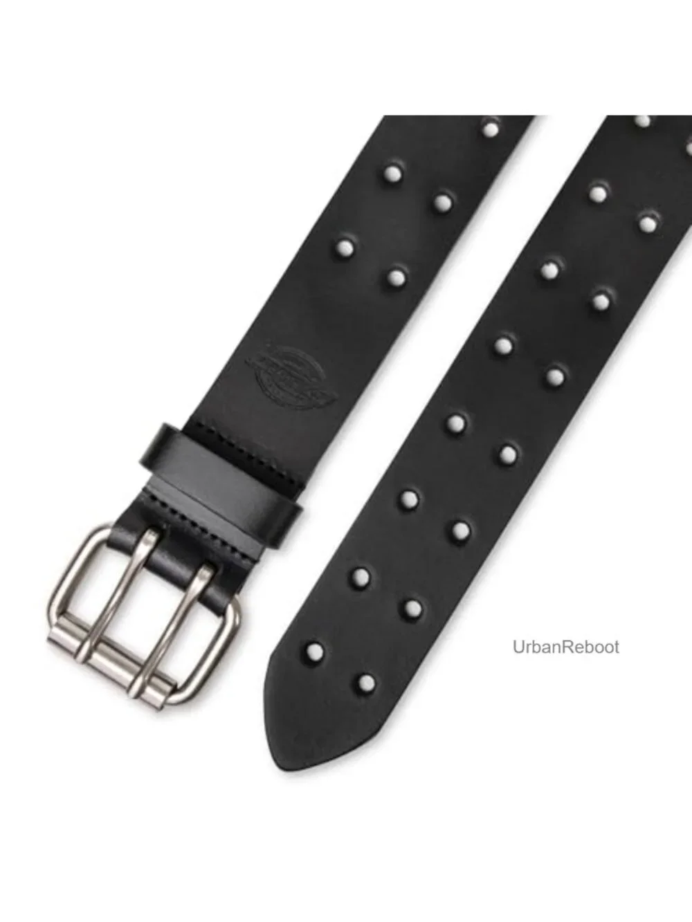 Men's Leather Belt with Roller Double-Prong Buckle - Fully Adjustable